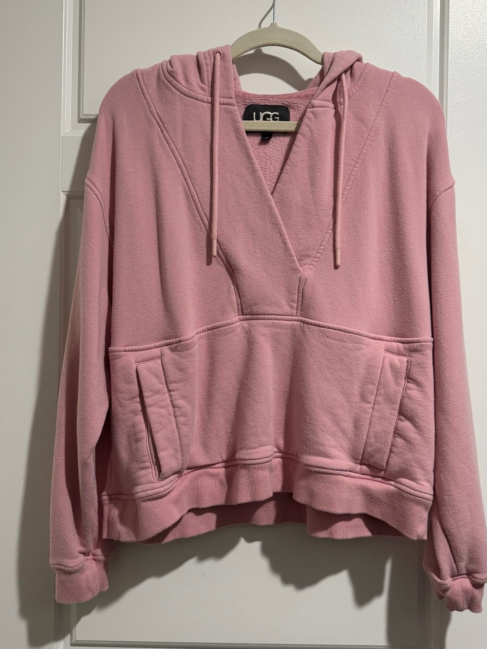 UGG Soft Pink V-Neck Hoodie Sweatshirt
